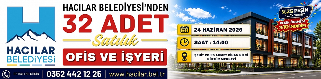 Hacılar Belediyesi'nden 32 adet satılık ofis ve işyeri