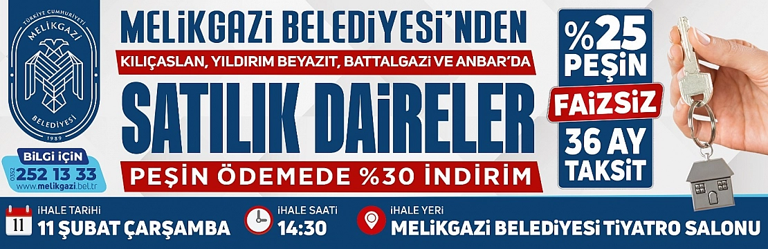 Melikgazi Belediyesi'nden satılık daireler