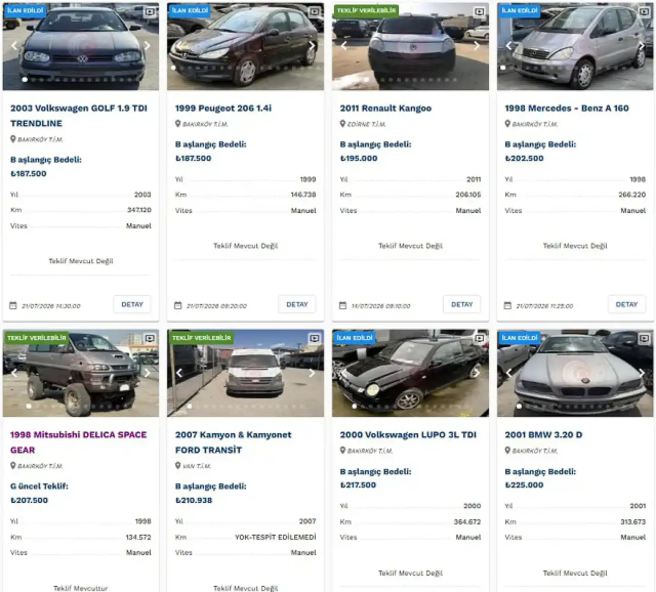 Bakanlık e-ihaleyle satışa çıkardı: 60 bin TL'den başlayan araçlar ilanda!