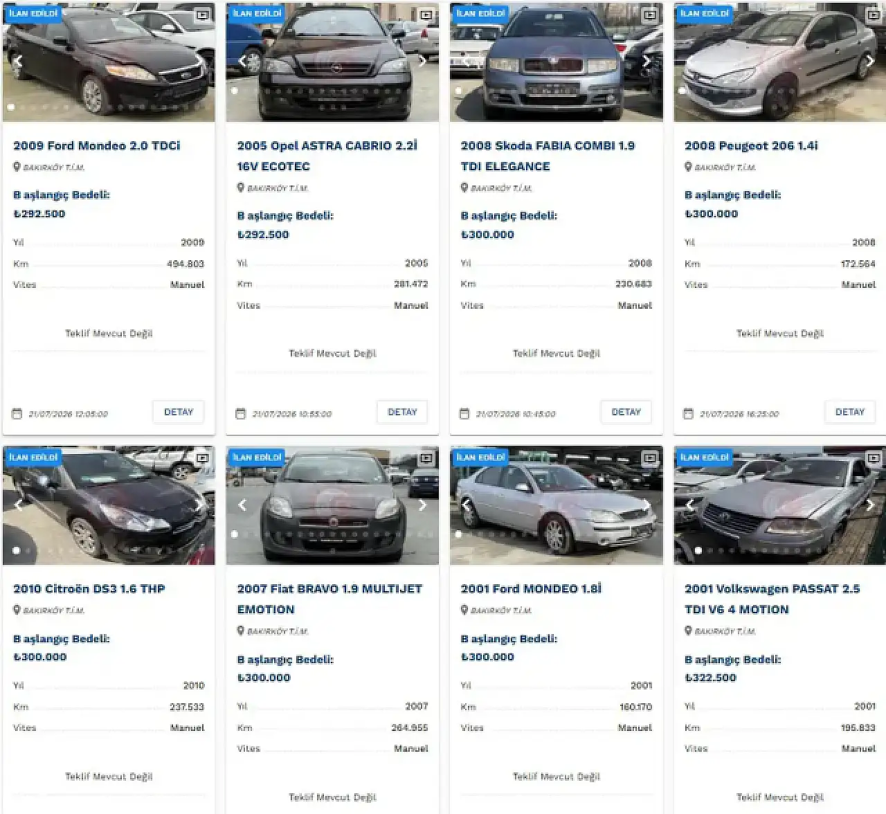 Bakanlık e-ihaleyle satışa çıkardı: 60 bin TL'den başlayan araçlar ilanda!