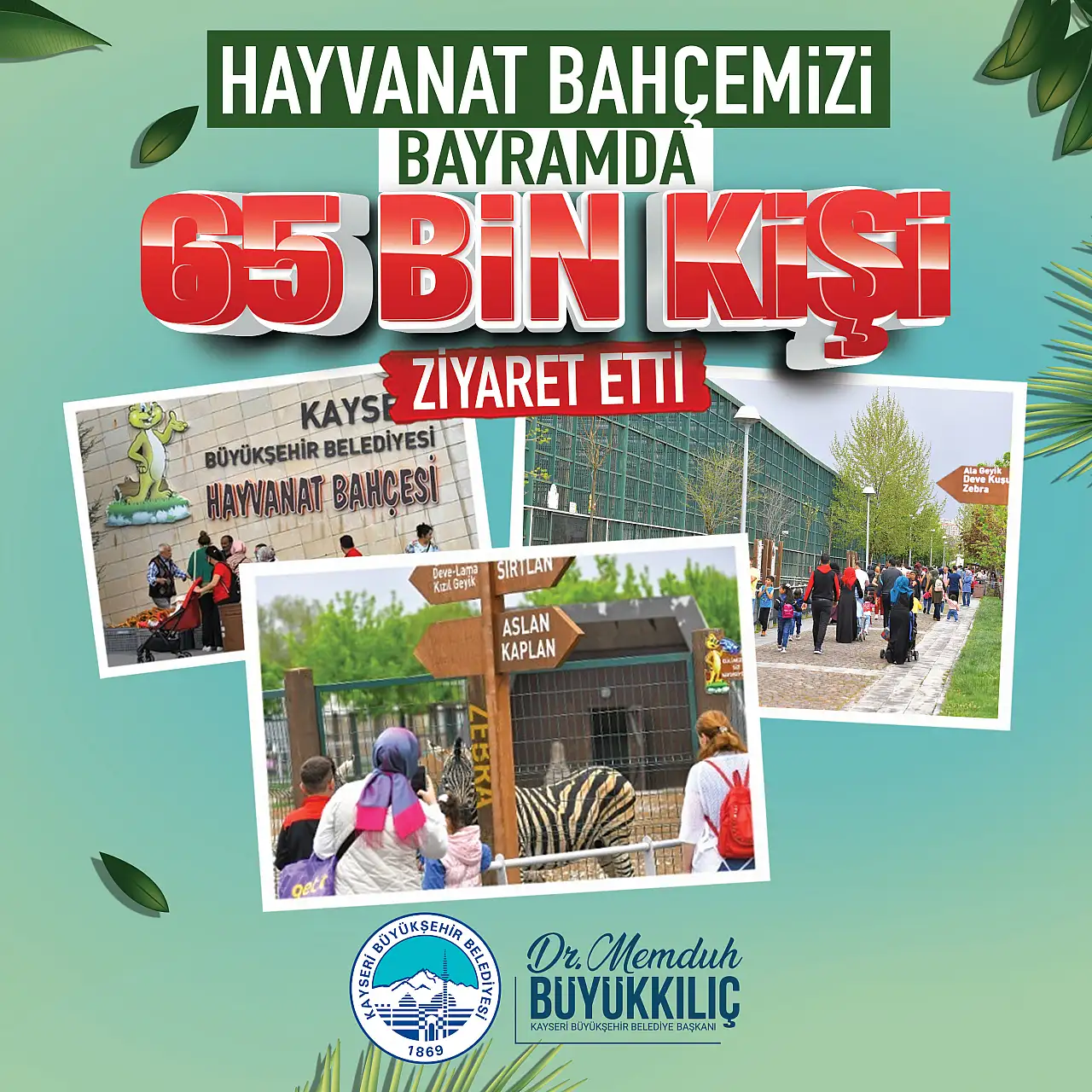 Kayseri'de 65 bin kişi hayvanat bahçesine akın etti!