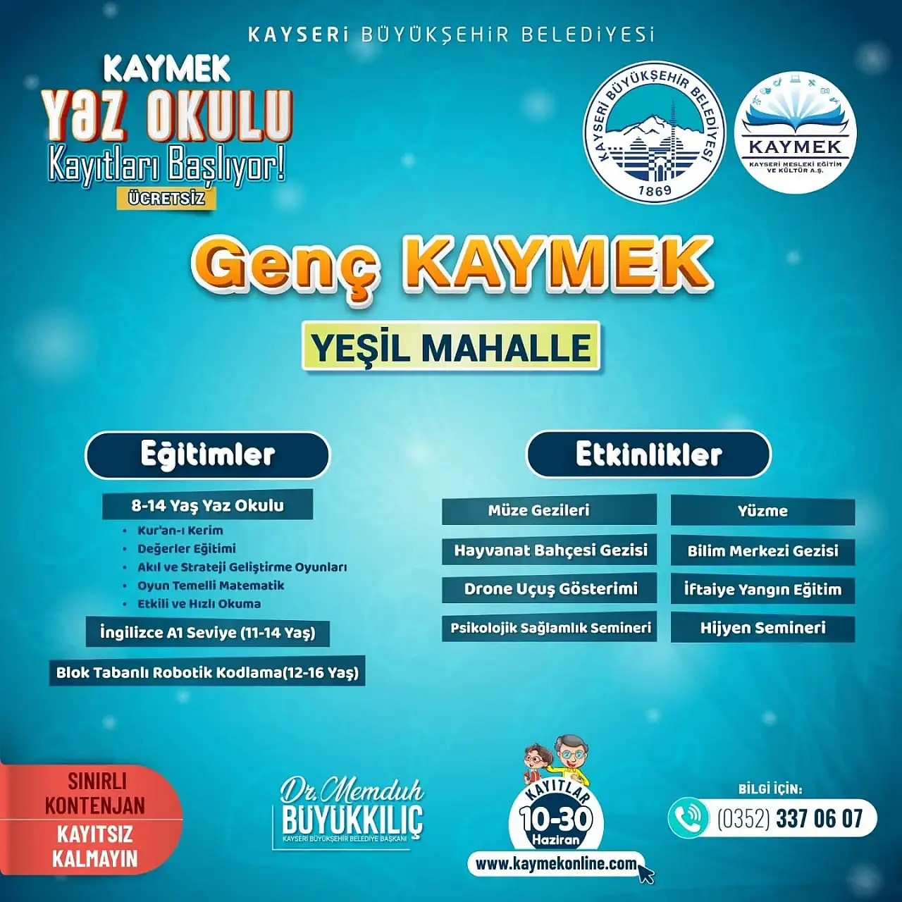 KAYMEK yaz kursları başlıyor! Her yaşa ücretsiz eğitim fırsatı