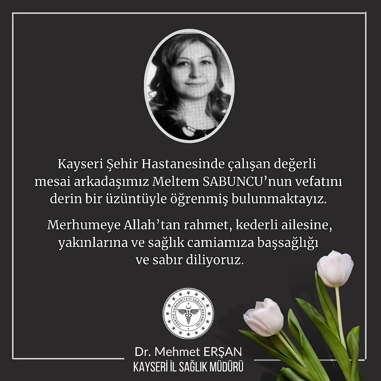 Kayseri'de sağlık camiasının acı günü: Müdür duyurdu…