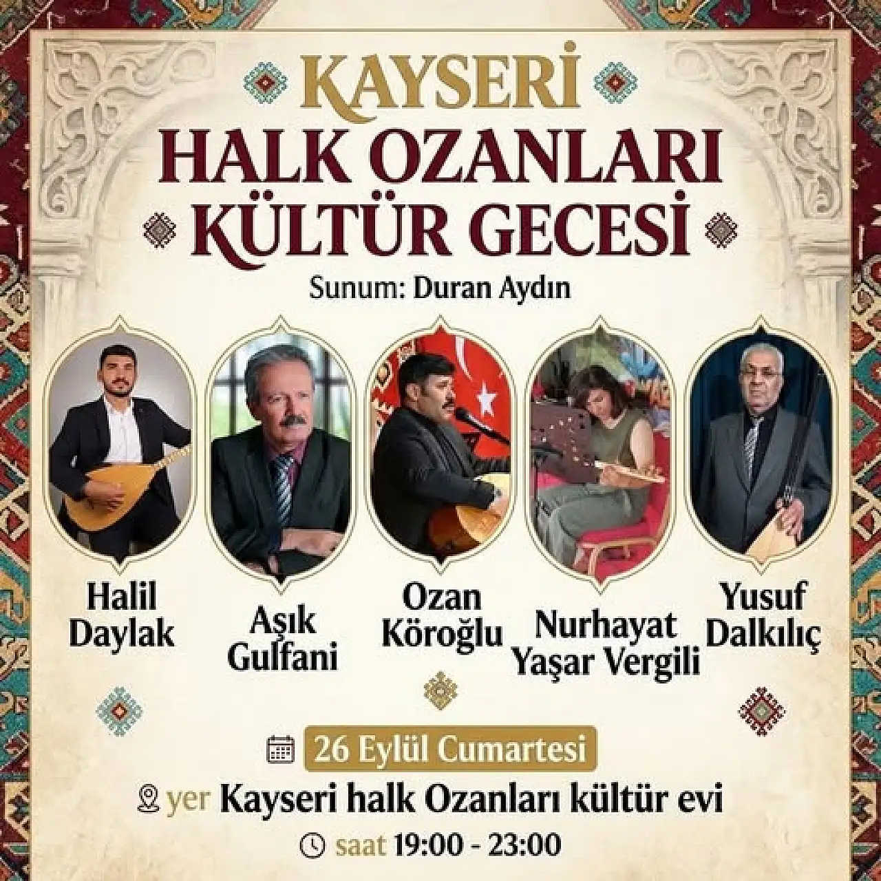 Kayseri'de unutulmaz gece için geri sayım! Ozanlar sahnede