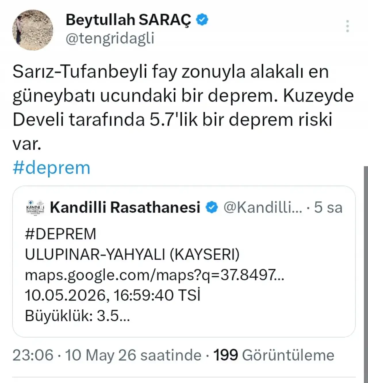 Kayseri'de deprem endişesini büyüten uyarı: Bu ilçe için 5.7'lik risk açıklaması!