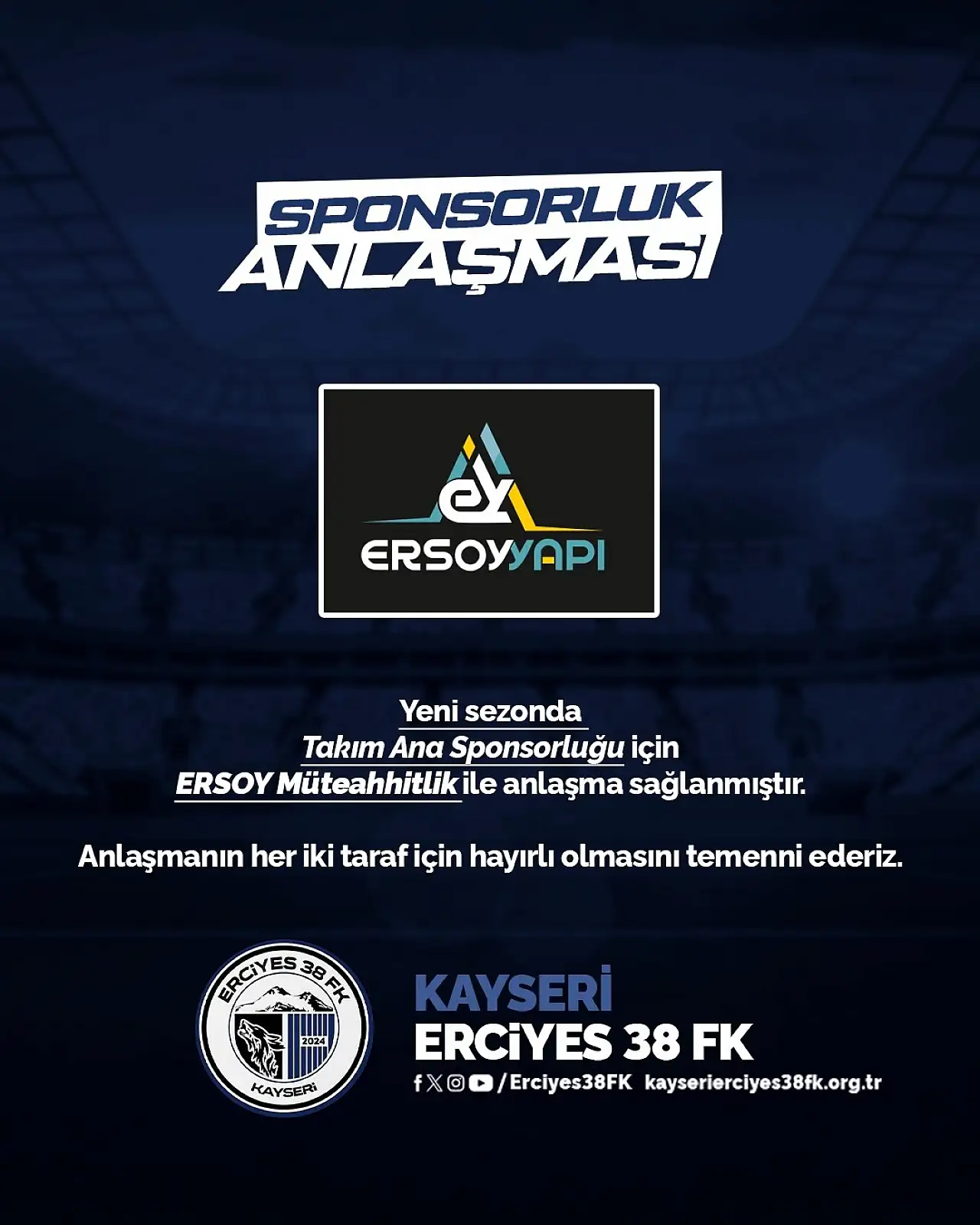 Baki Ersoy'dan Erciyes 38 FK'ya dev sponsorluk desteği