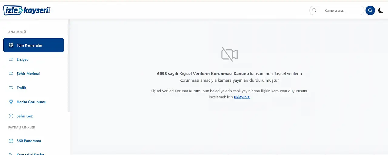 Kayseri Büyükşehir Belediyesi tüm kamera yayınlarını durdurdu: Bir devrin sonu!