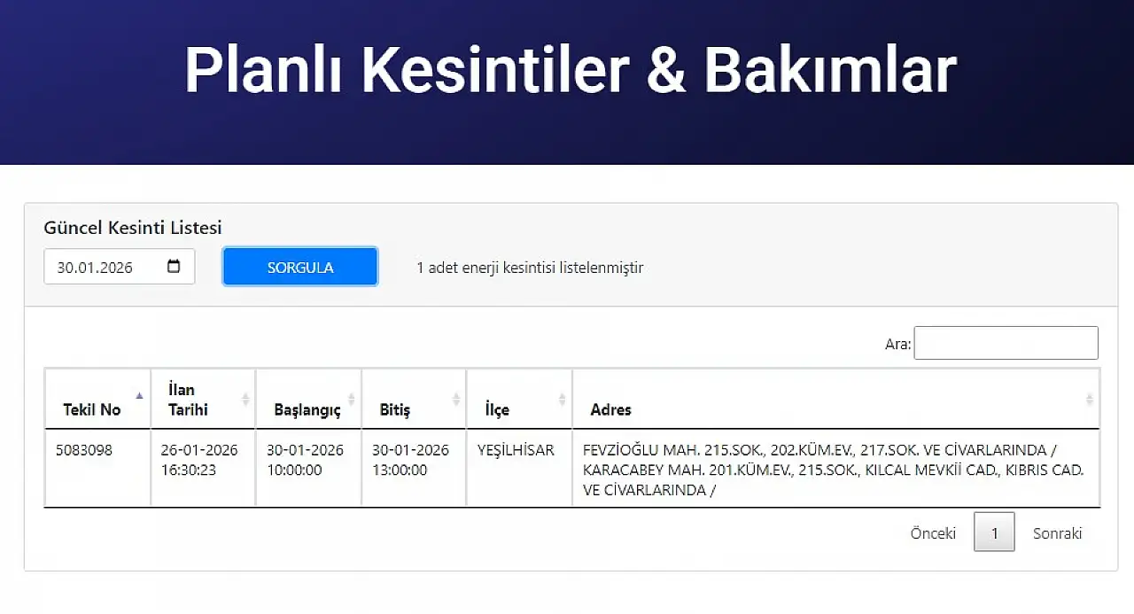 KCETAŞ ile planlı elektrik kesinti listesi belli oldu! 30 Ocak 2026 elektrikler ne zaman gelecek?