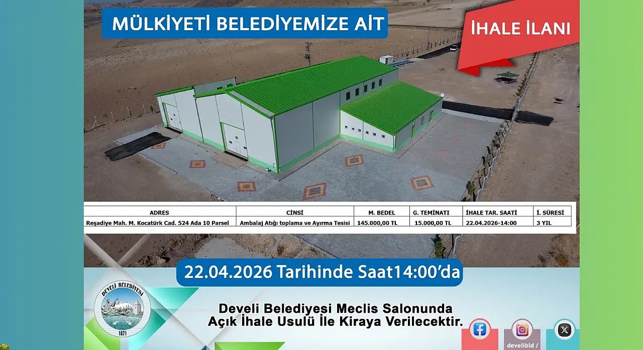 Develi'de o tesis el değiştiriyor! 22 Nisan'da neler olacak?