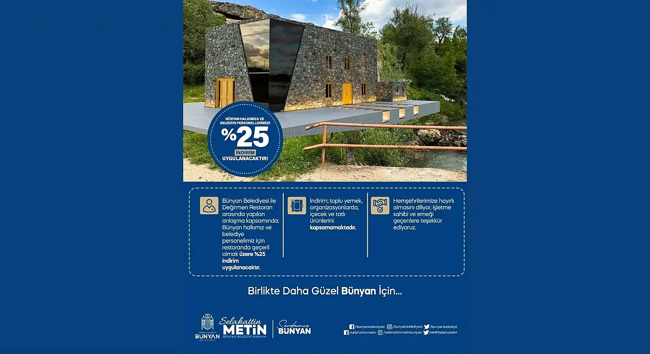 Kayseri'nin o ilçesinde vatandaşa özel yüzde 25 indirim!