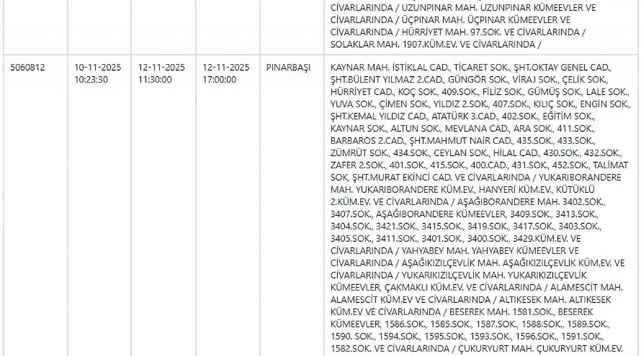 Kayseri'de elektrik kesintisi! KCETAŞ 12 Kasım Çarşamba elektrik kesintilerinin olacağı ilçeleri açıkladı!
