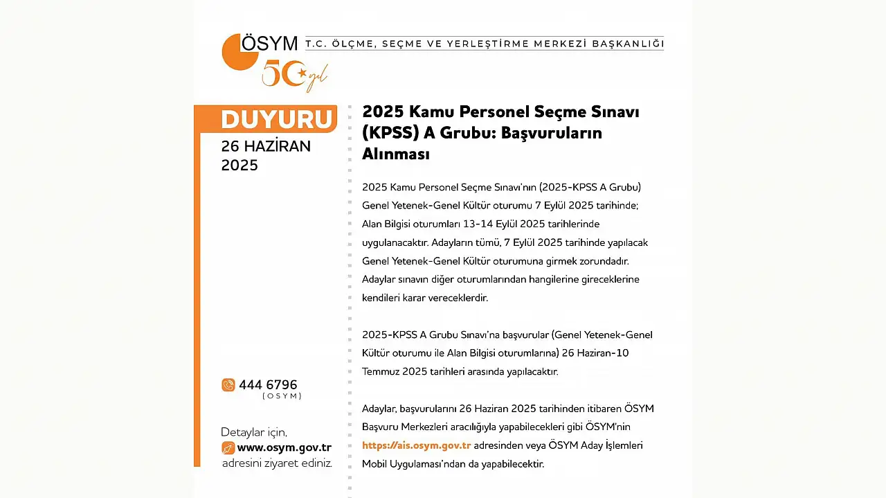 ÖSYM duyurdu: 2025 KPSS başvuruları başladı!