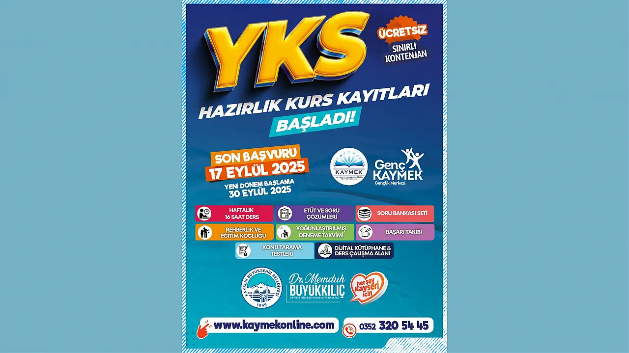 2026 YKS sınavına hazırlık için Kayseri'de ücretsiz kurs fırsatı!