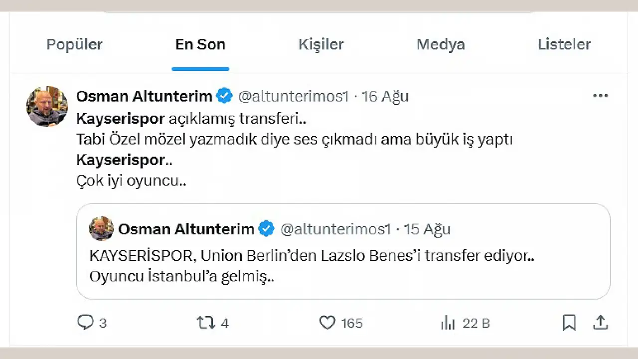 Ünnü gazeteci övgüyle bahsetti: Büyük iş yaptı Kayserispor…