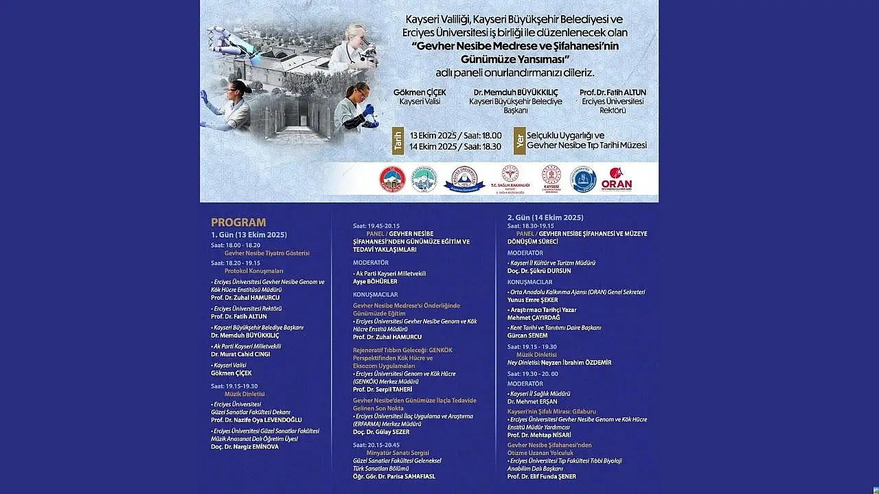 Erciyes Üniversitesi'nde tarihi buluşma: Kayseri'de bilim, tarih ve tıp bir araya geliyor!