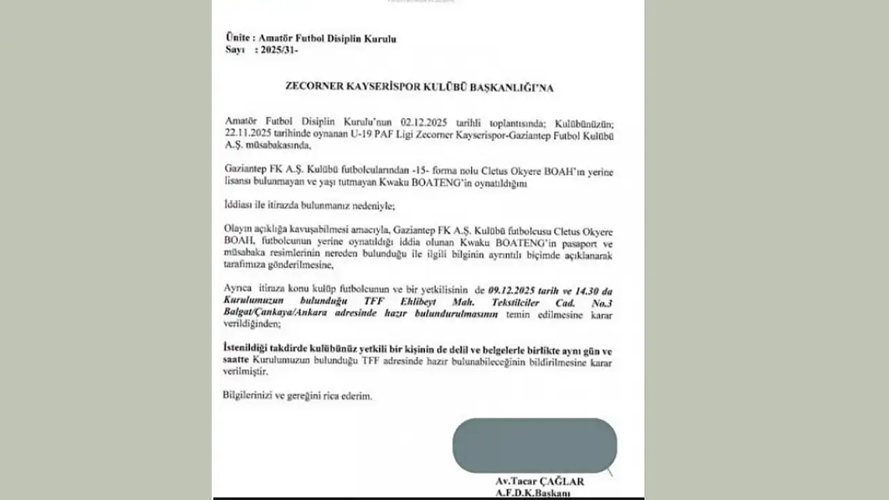 Kayserispor'un lisanssız oyuncu itirazına TFF'den açıklama!.. Dosya incelemeye alındı - Üç puan bekleniyor