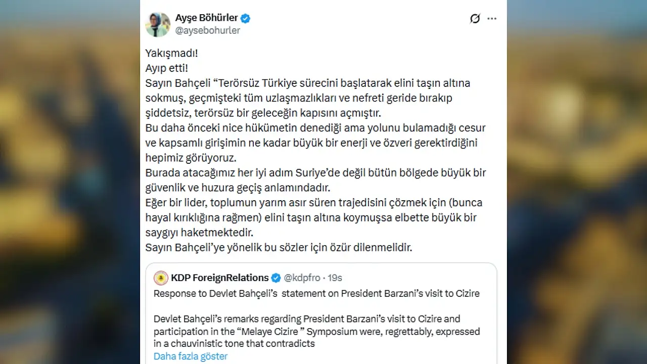 Vekil Böhürler, o açıklamaya sert tepki gösterdi: ''... bu sözler için özür dilenmelidir.''