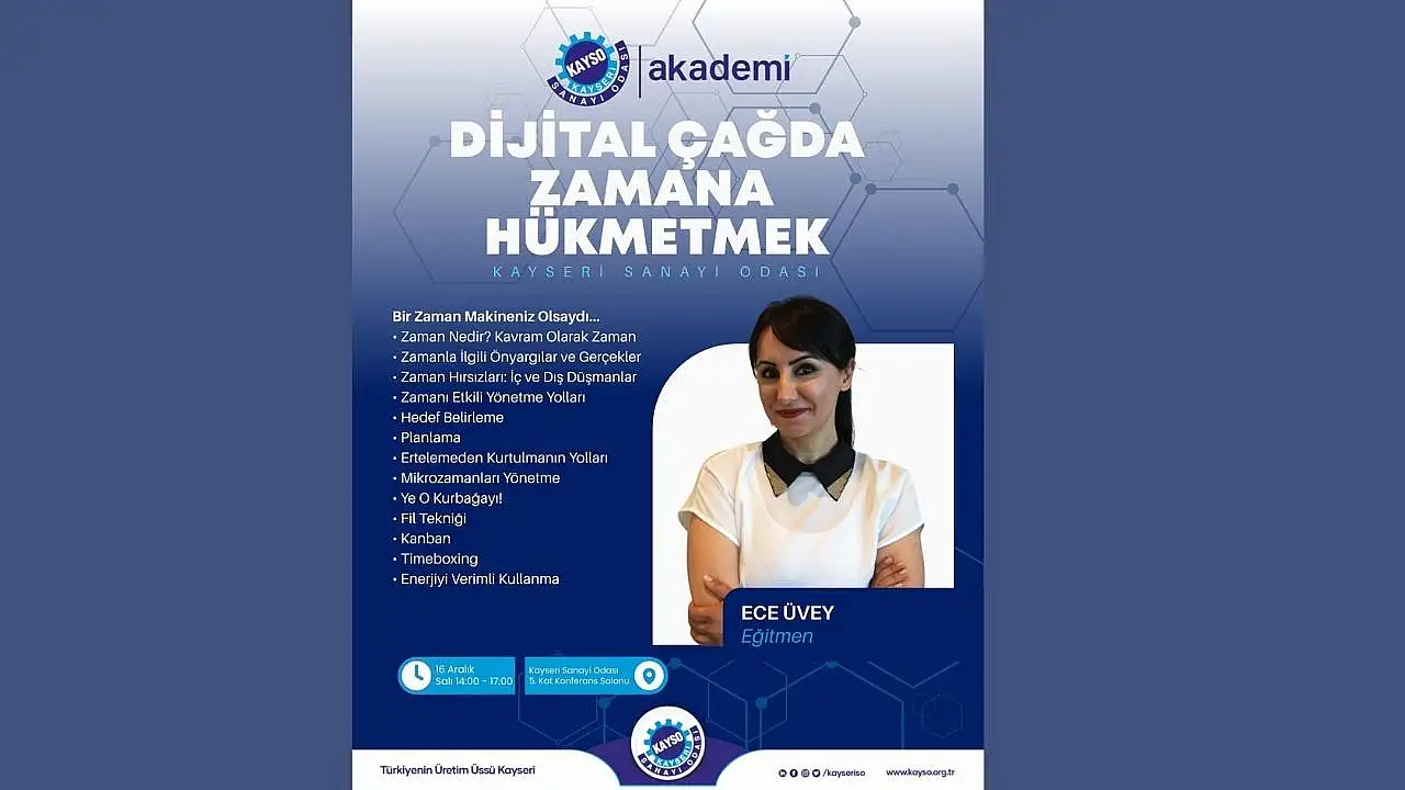 Kayseri'de zamanı yönetemeyenlere büyük fırsat! Ücretsiz eğitim