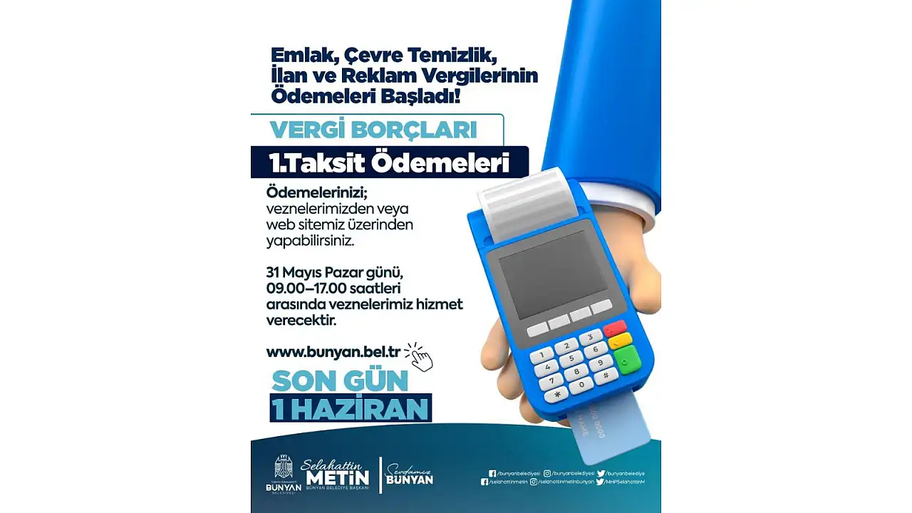 Bünyan Belediyesi'nden açıklama: Vergi ödemeleri başladı!