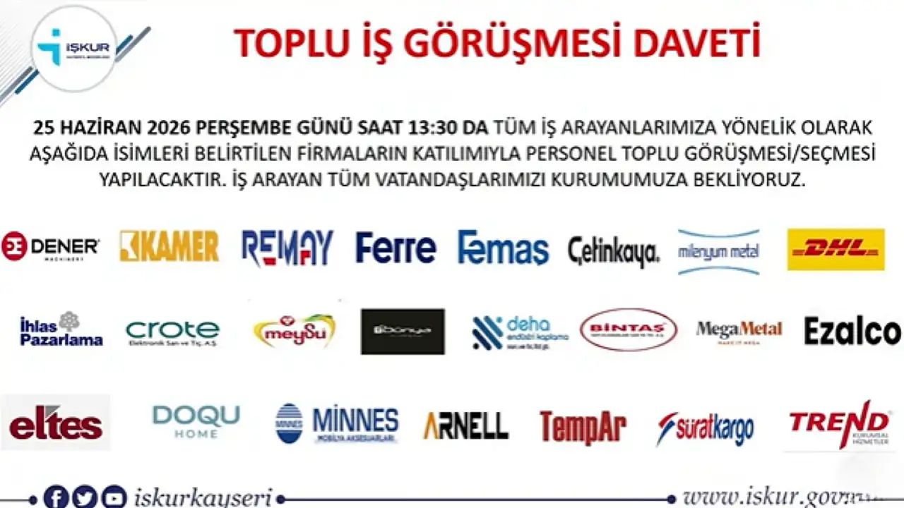 Kayseri'de iş sahibi olmak isteyenler için Haziran fırsatı: İşte o firmalar...