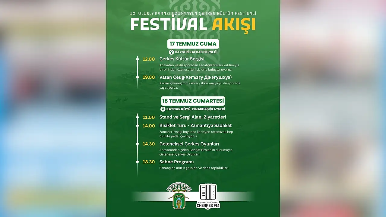 Kayseri'de yıllar sonra bir ilk: 10. Uluslararası Uzunyayla Çerkes Kültür Festivali için geri sayım!