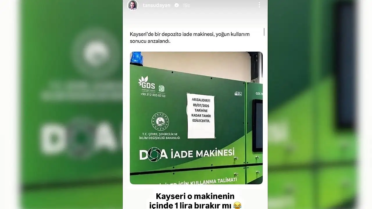 1 TL kazandıran makine Kayseri'de arızalandı! Fenomen isim sosyal medyada paylaştı