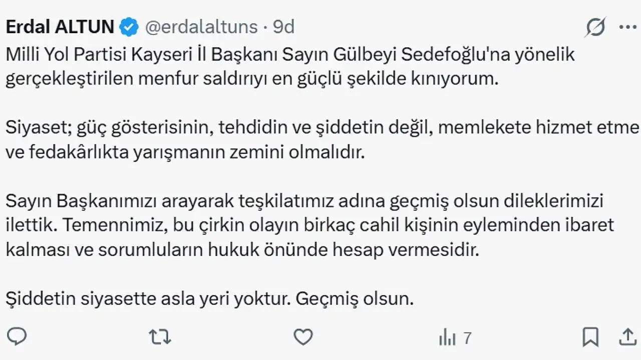 Kayseri siyasetinden saldırıya peş peşe tepkiler: 'Şiddetin siyasette asla yeri yoktur!'