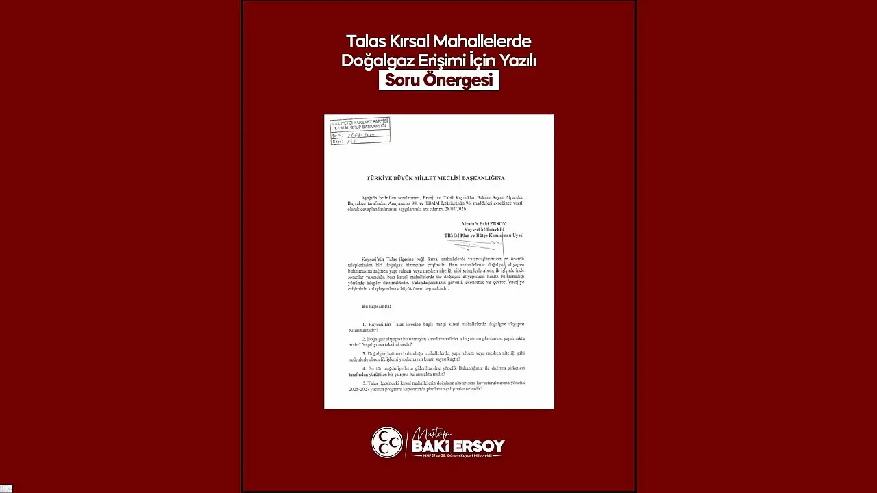 MHP'li Ersoy, kırsal mahallelerdeki doğalgaz sorununu TBMM gündemine taşıdı