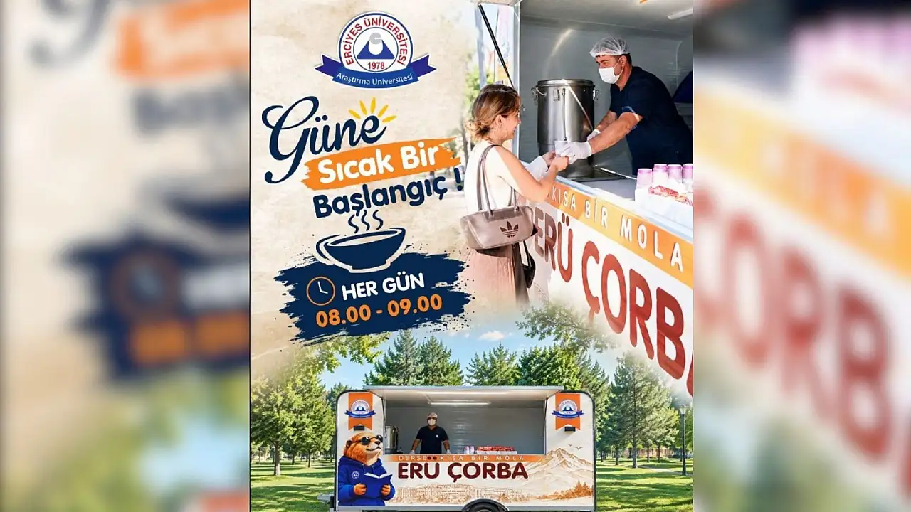Erciyes Üniversitesi'nden öğrencilere sabah çorbası...