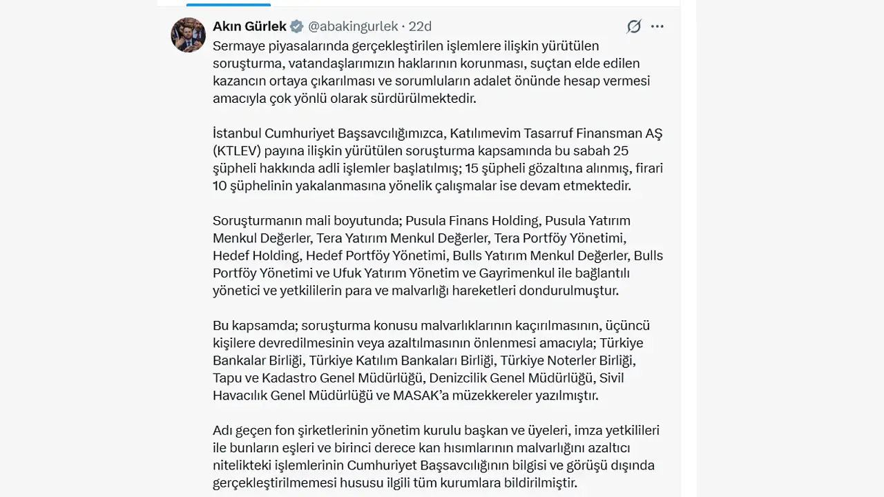 Milyonlarca kişinin yatırım yaptığı Katılımevim'e dolandırıcılık operasyonu: 15 şüpheli gözaltında!