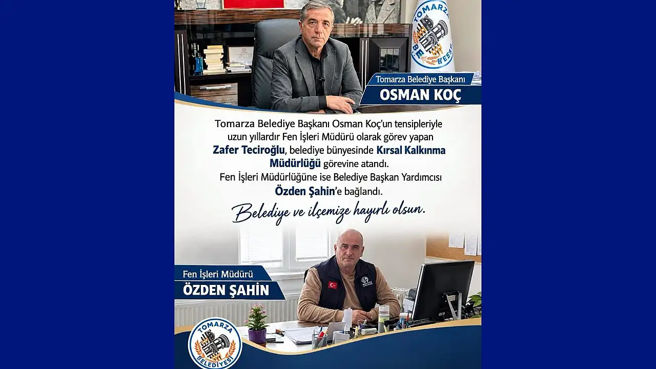 Tomarza Belediyesi'nde sürpriz görevlendirme! O müdürlük el değiştirdi