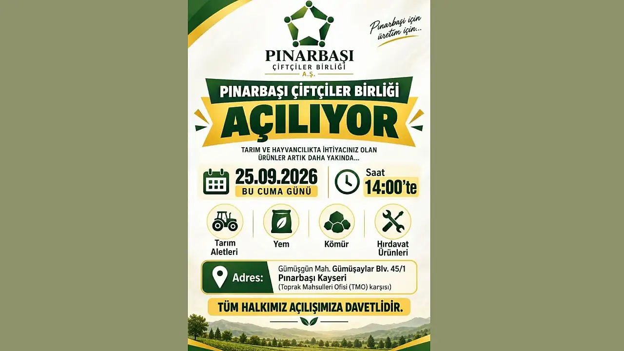 Kayseri'de çiftçi artık oraya gidecek! Cuma günü kapılarını açıyor