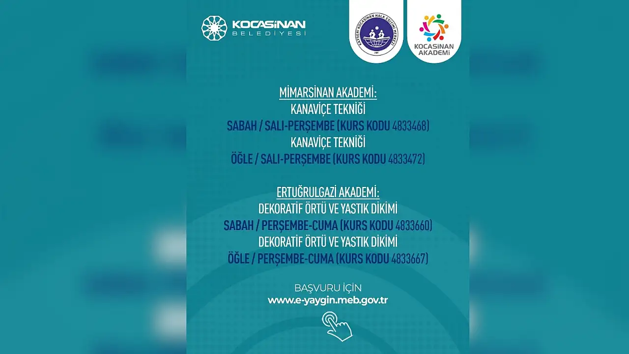 Kocasinan'da yeni kurs kayıtları başladı: İşte detaylar….