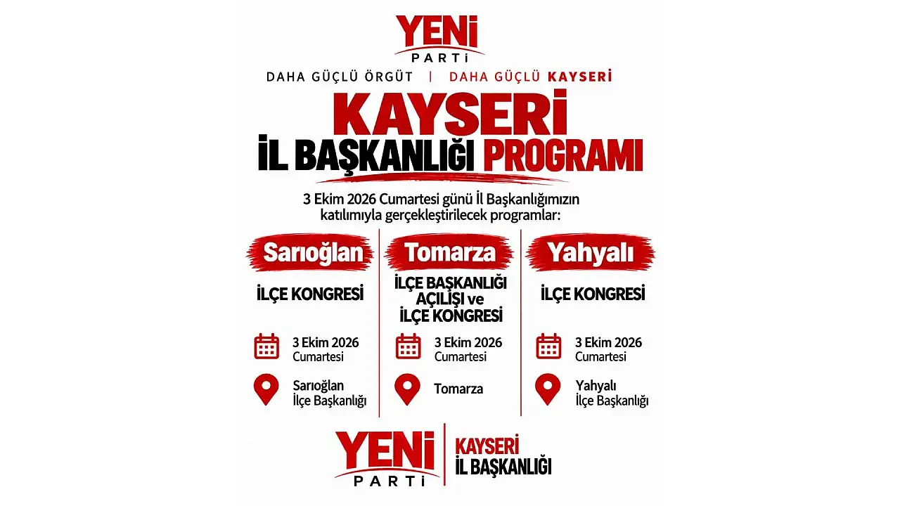 Kayseri'de YENİ Parti hareketliliği: 3 ilçede kongre heyecanı!