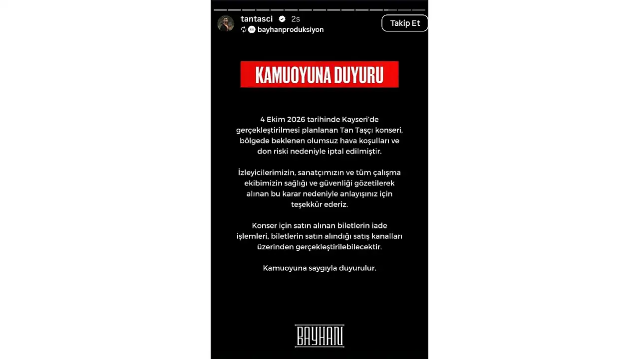 Ünlü sanatçının Kayseri konseri iptal edildi! İşte nedeni