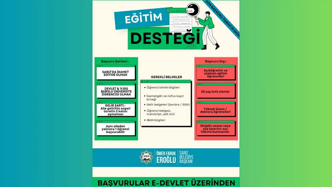 Sarız Belediyesi'nden üniversite öğrencilerine eğitim desteği!