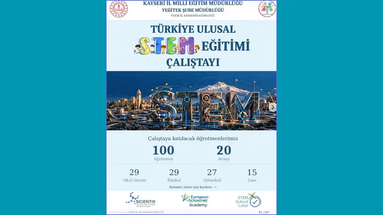 Kayseri'de 100 öğretmen STEM Çalıştayı'nda buluşacak: 20 branş, tek hedef!