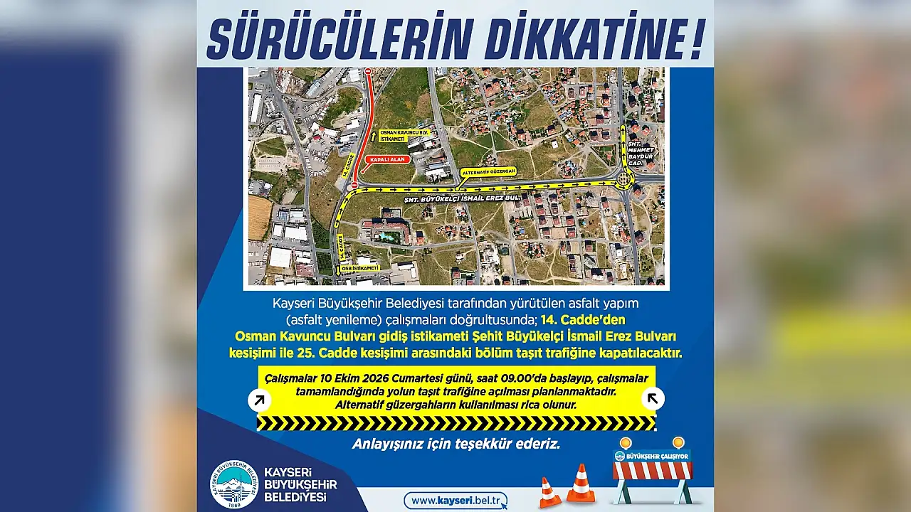 Büyükşehir duyurdu: O yol araç trafiğine kapatılıyor!