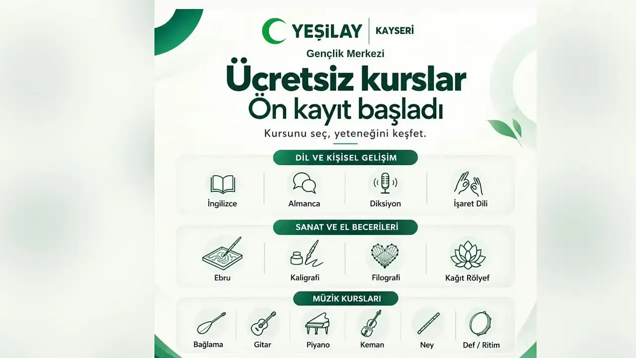 Kayseri'de ücretsiz kurs fırsatı! Tam 14 farklı alanda eğitim verilecek