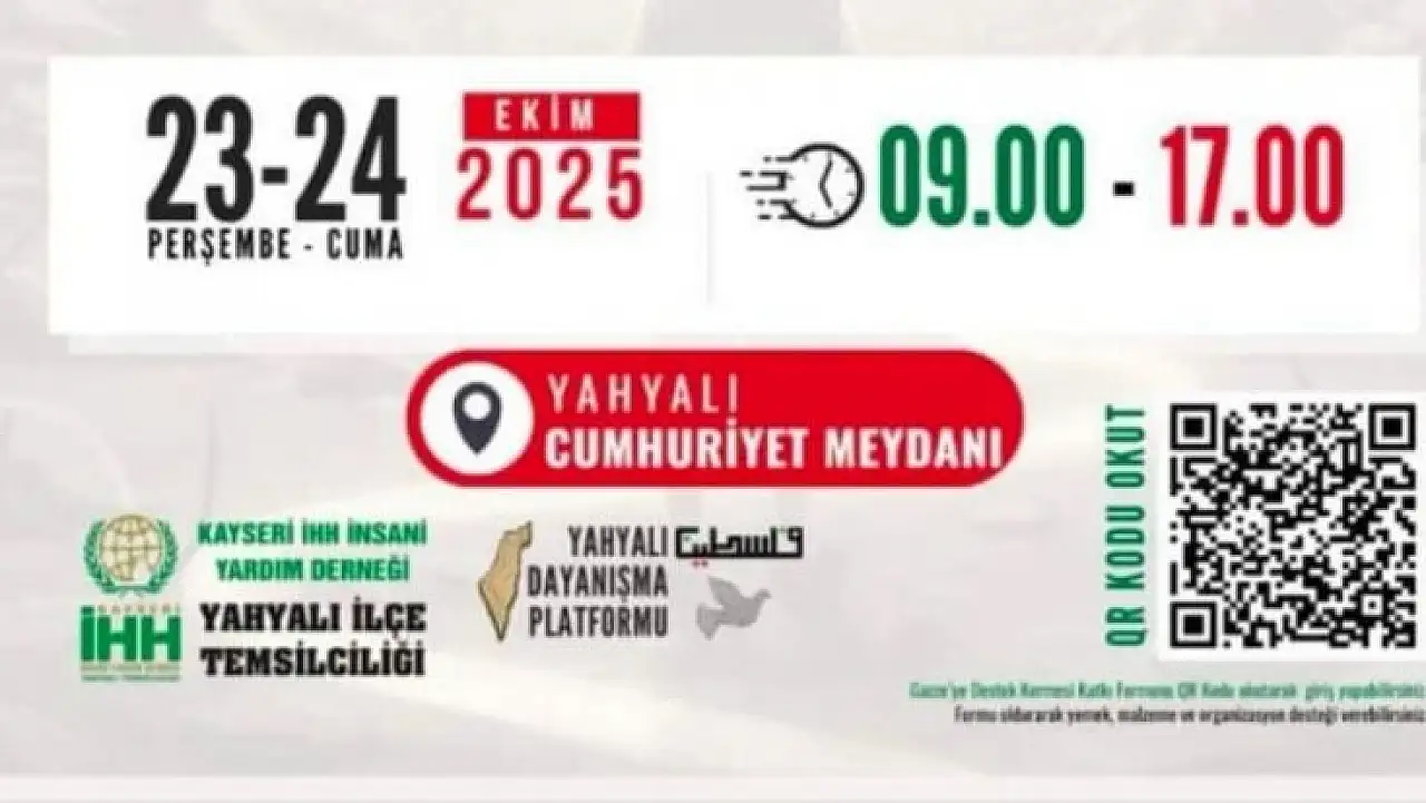 Yahyalı'dan Gazze'ye kardeşlik eli: Yardım kermesi başlıyor