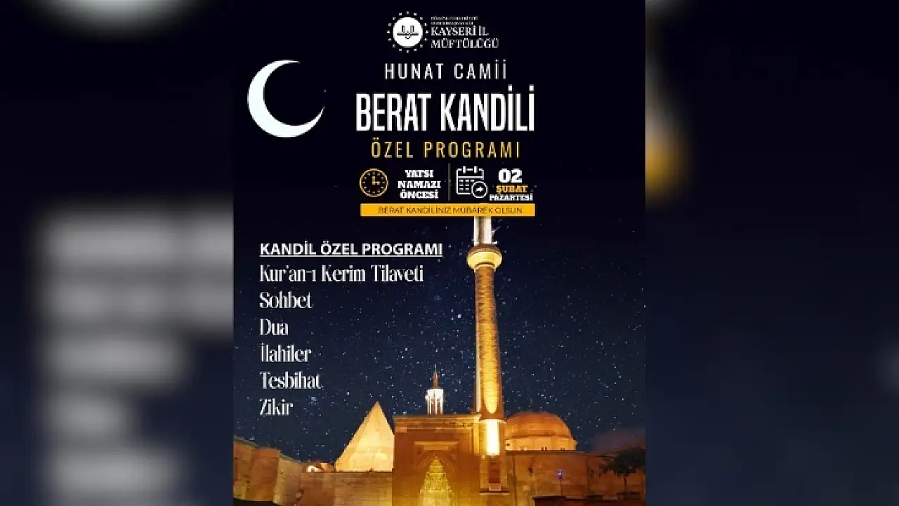 Kayseri'de Berat Kandili'ne özel manevi program