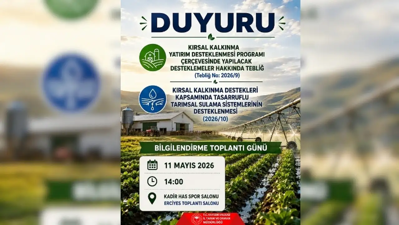 Kayseri'de çiftçiye hibe fırsatı: Destekler tek tek anlatılacak