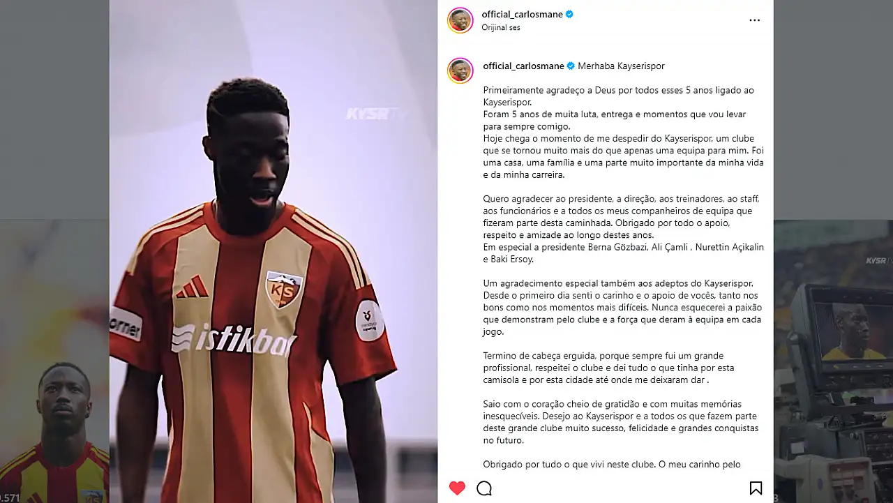 Kayserispor'da bir dönem kapandı: Mane'den kulüp tarihine geçen mesaj