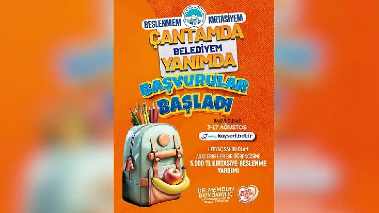 Kayseri Büyükşehir'den öğrencilere 5 bin TL destek! Başvurular bugün başladı