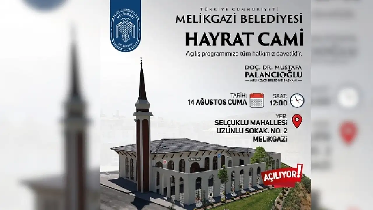 Kayseri'de yeni bir cami kapılarını açıyor! Tarih ve adres belli oldu