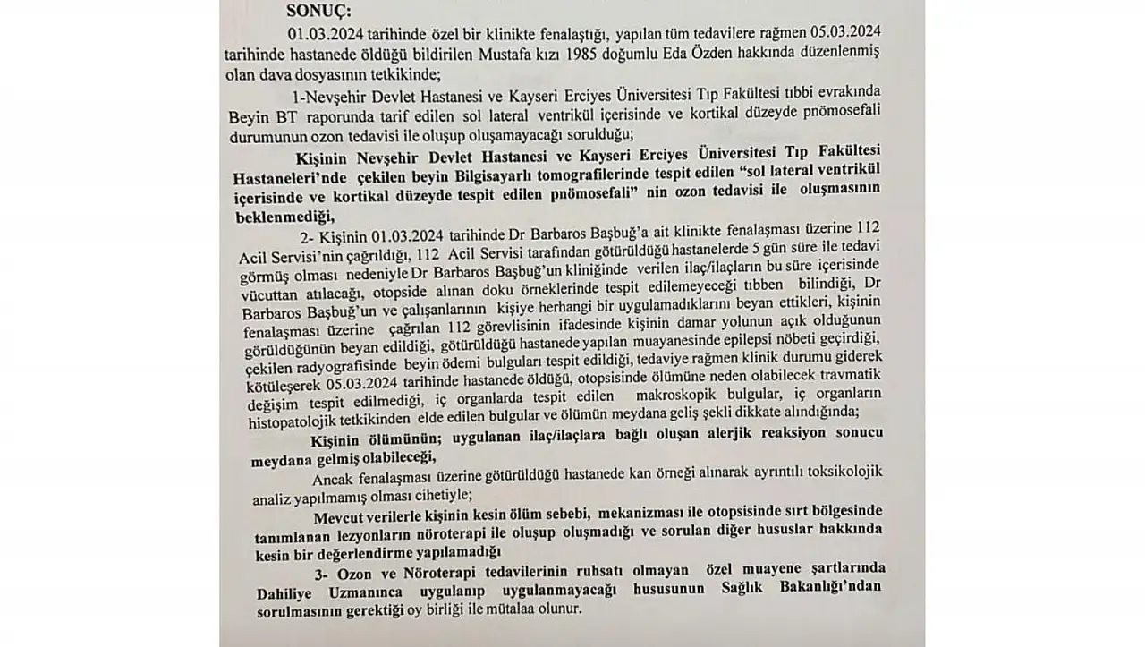 Ozon tedavisi sonrası hayatını kaybetti: Eda Özden dosyasında yeni detaylar ortaya çıktı!