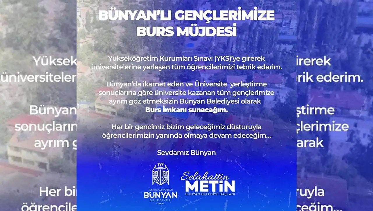 Kayserili Başkan Selahattin Metin'den burs müjdesi!