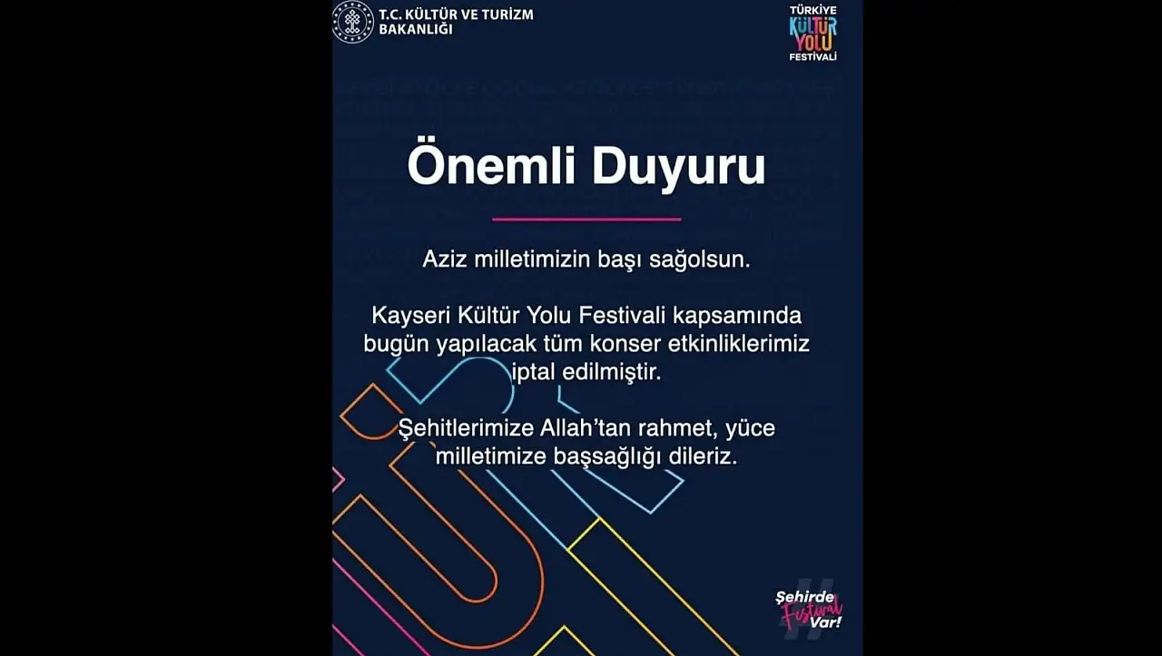 Kayseri'de Kültür Yolu Festivali iptal edildi!