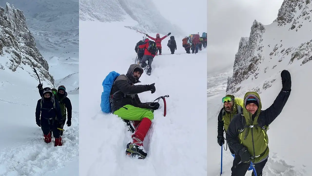 Erciyes'in zirvesinde 34 dağcıyla Dağlar Günü kutlaması!