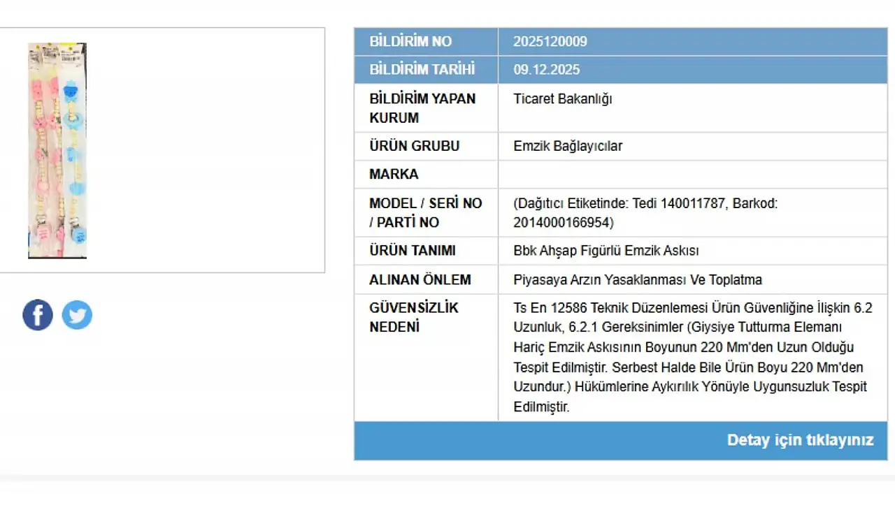 Kayserili ebeveynler dikkat: O ürün toplatılıyor!